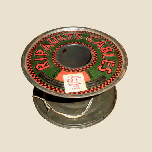 Vintage Metal Cable Reel / Spool / Bobbin With Double Sided Graphics For Ripaults Cables