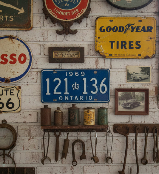 Vintage Metal Canadian Car Number Plate 1969 Ontario 121 136