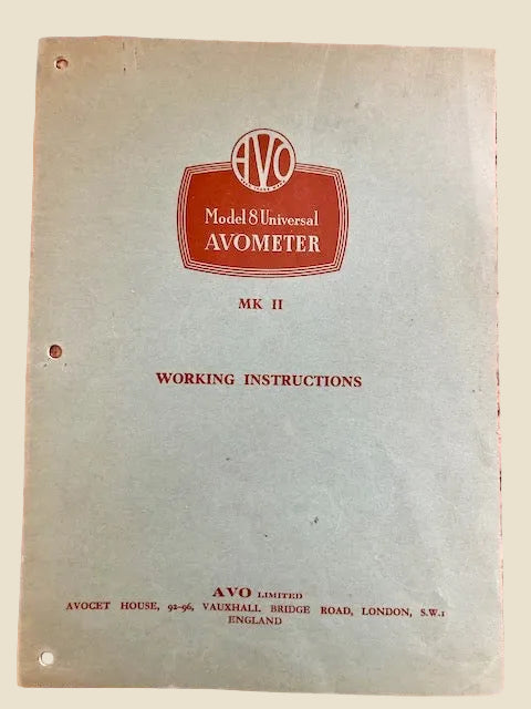 Vintage Model 8 MkII Universal Avometer Instruction Manual