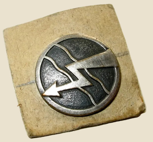 Vintage Polish Military Radio Operator Black And Chrome Lapel Badge Poznan Elecktro