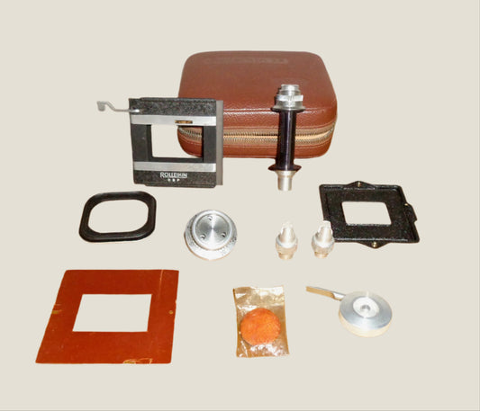 Vintage Rollei Rolleikin 35mm Film Conversion Kit In A Zipped Leather Case