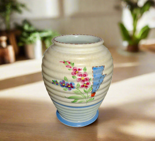 1930s Decoro Pottery Hand Painted Vase D58/490 By RH & SL Plant Ltd