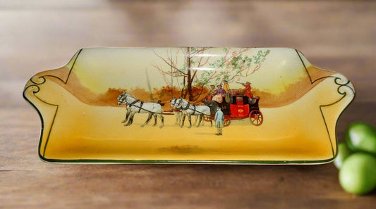 1930s Royal Doulton Coaching Days York Shaped Sandwich Tray D2716