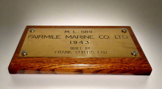 1943 RN Motor Launch Boat Brass Name Plate From WW2 HMS ML 589 Class Fairmile B