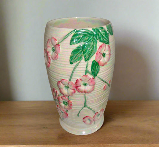 1950s Maling Art Pottery Vase Model Blossom 6584 In Pink Lustre