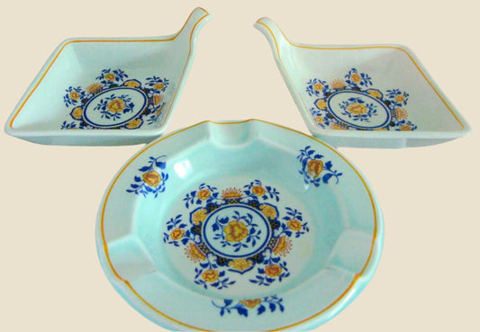 1960s Adams Ironstone Pottery Calyx Ware Shalimar Ashtray and Two Trinket Dishes