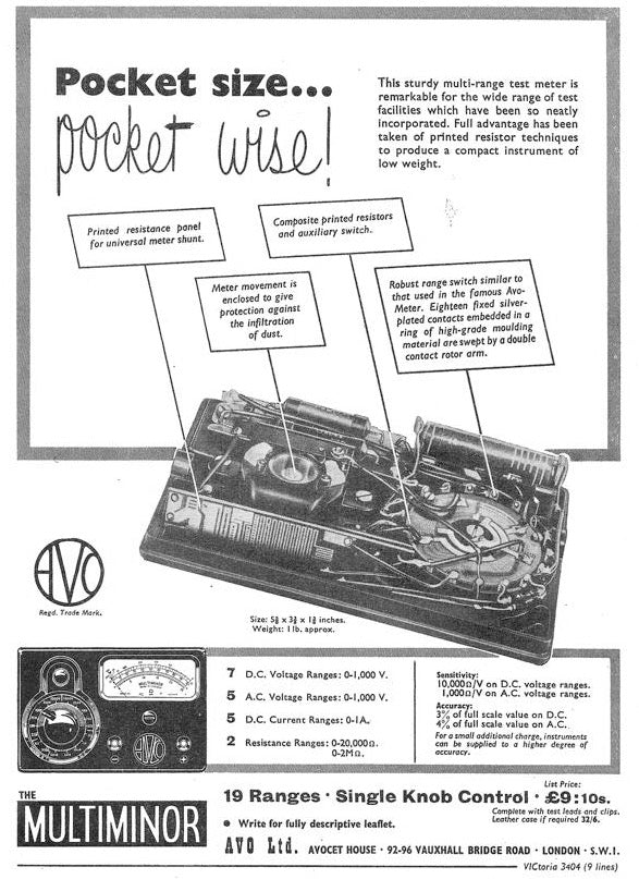 1950s Bakelite Fronted ACWEECO AVO MultiMinor MK1 Multimeter