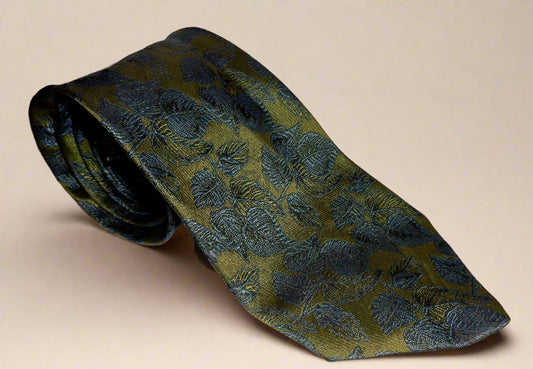 Vintage Signori Dei Signori Silk Tie Green With Blue Leaves