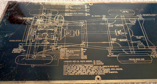 1930s WW2 Military/ Commercial Vehicle Brass Chassis Lubrication Plate