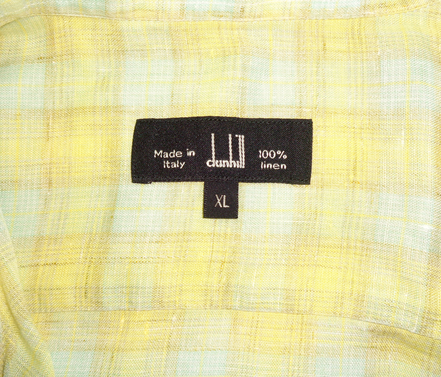 Vintage Dunhill Yellow & Blue Check Long Sleeve 100% Linen X-Large Shirt