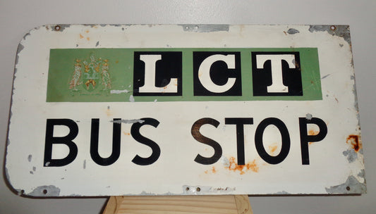 Vintage Leeds City Transport LCT Double Sided Bus Stop Sign