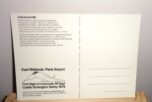 1979 Concorde Picture Postcard Of An Air France Concorde in Flight