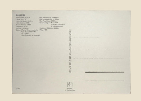 Vintage Concorde Postcard Featuring Concorde On The Tarmac by Beringer & Pampaluchi