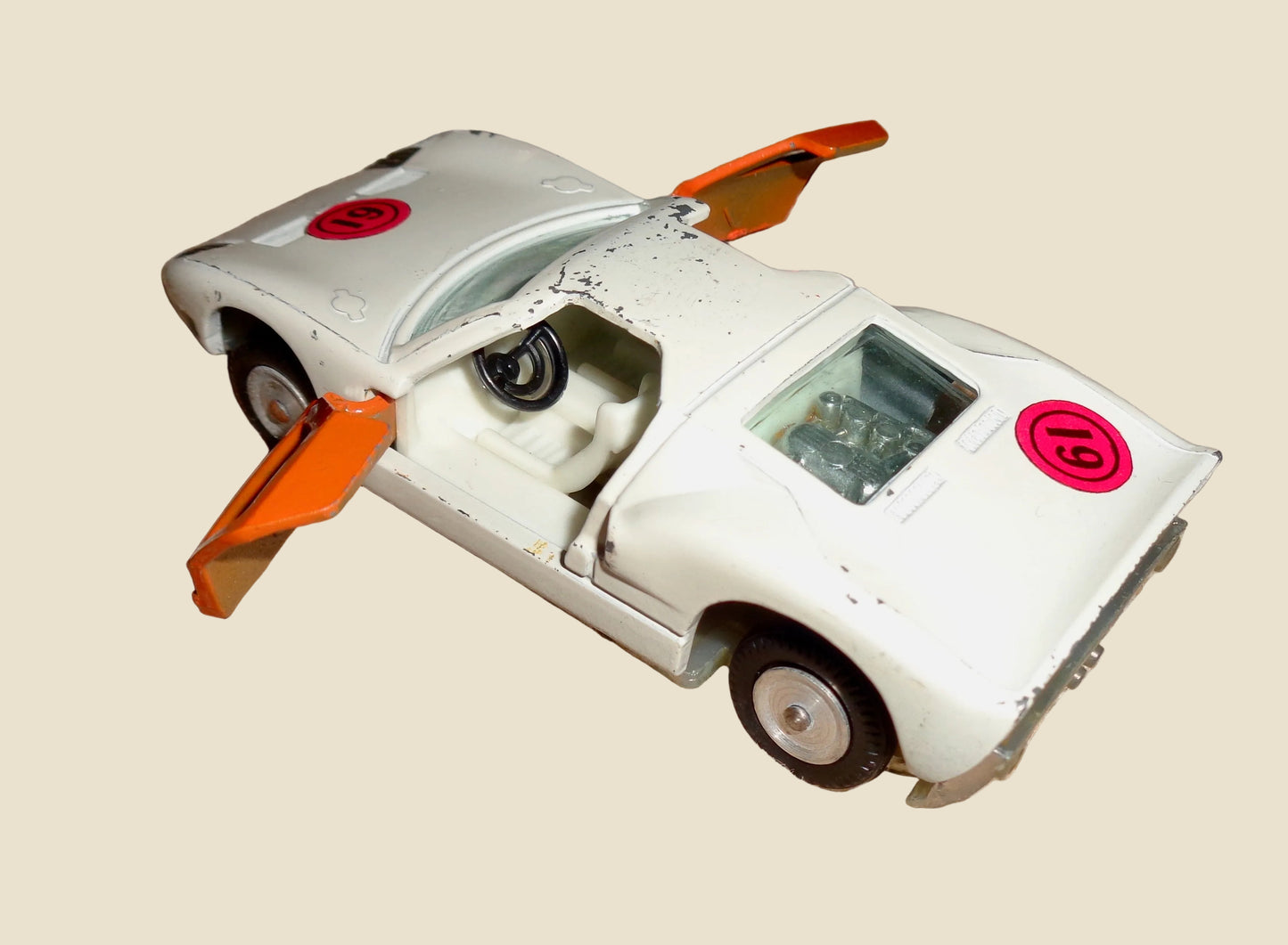1960s Gamda Koor Sabra White Ford GT No. 8104 1/43 Toy Car