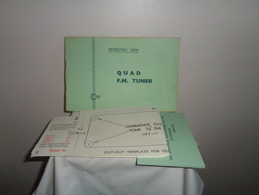 Original Quad FM1 Tuner Instruction Book With Green Cover