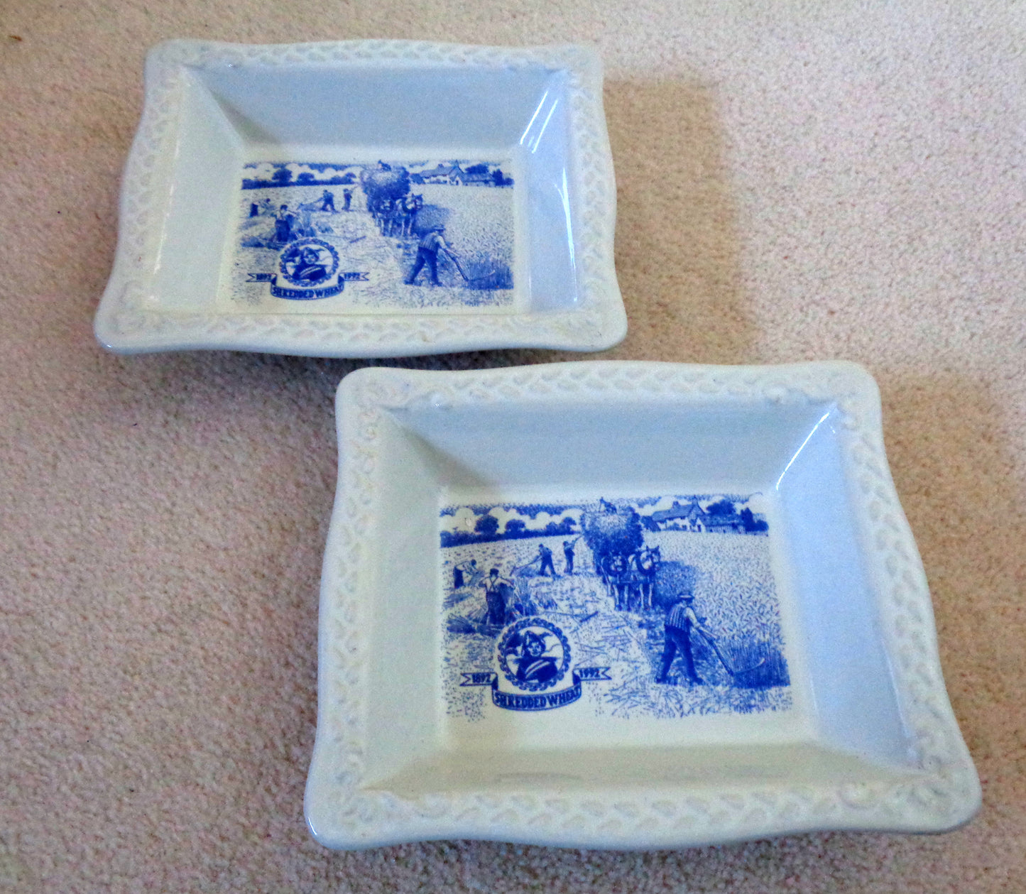 Pair Of Shredded Wheat Bowls Commemorating The Cereal's Centenary