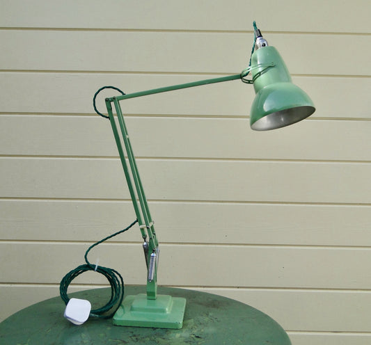 Vintage Anglepoise 1227 1960s Green Desk Lamp With Green Flex