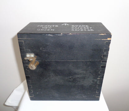 WW2 RAF Red 5A/2337 And Green 5A/2336 Signalling Lamp B Fronts Filters In A 5A/4819 Spares Box