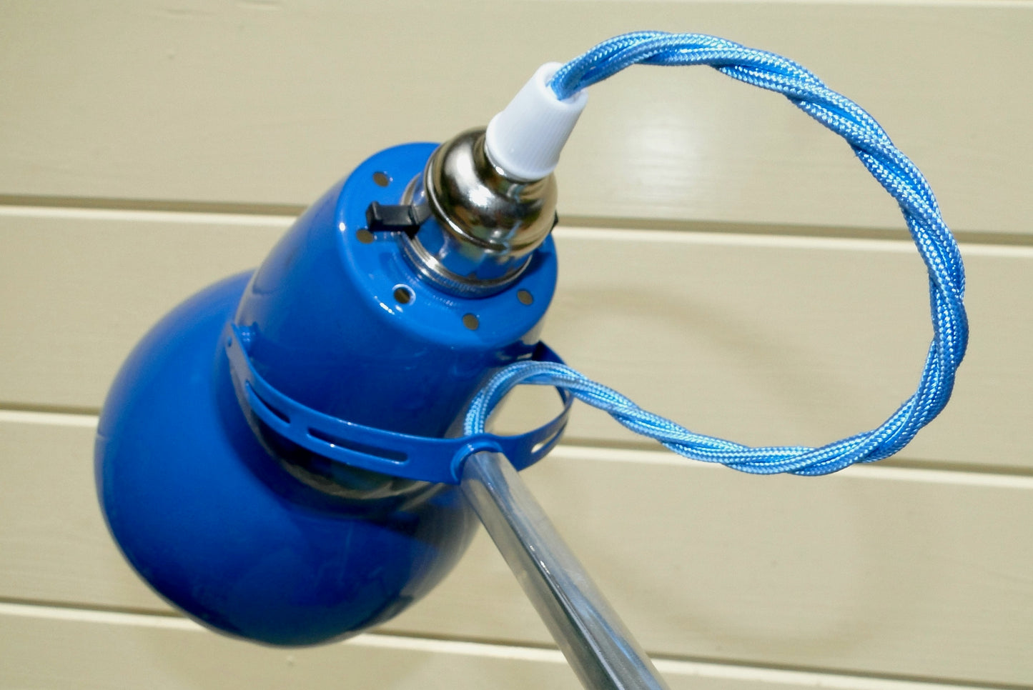 Vintage Anglepoise 1227 Blue & Polished Aluminium 1960s Desk Lamp With Blue Flex