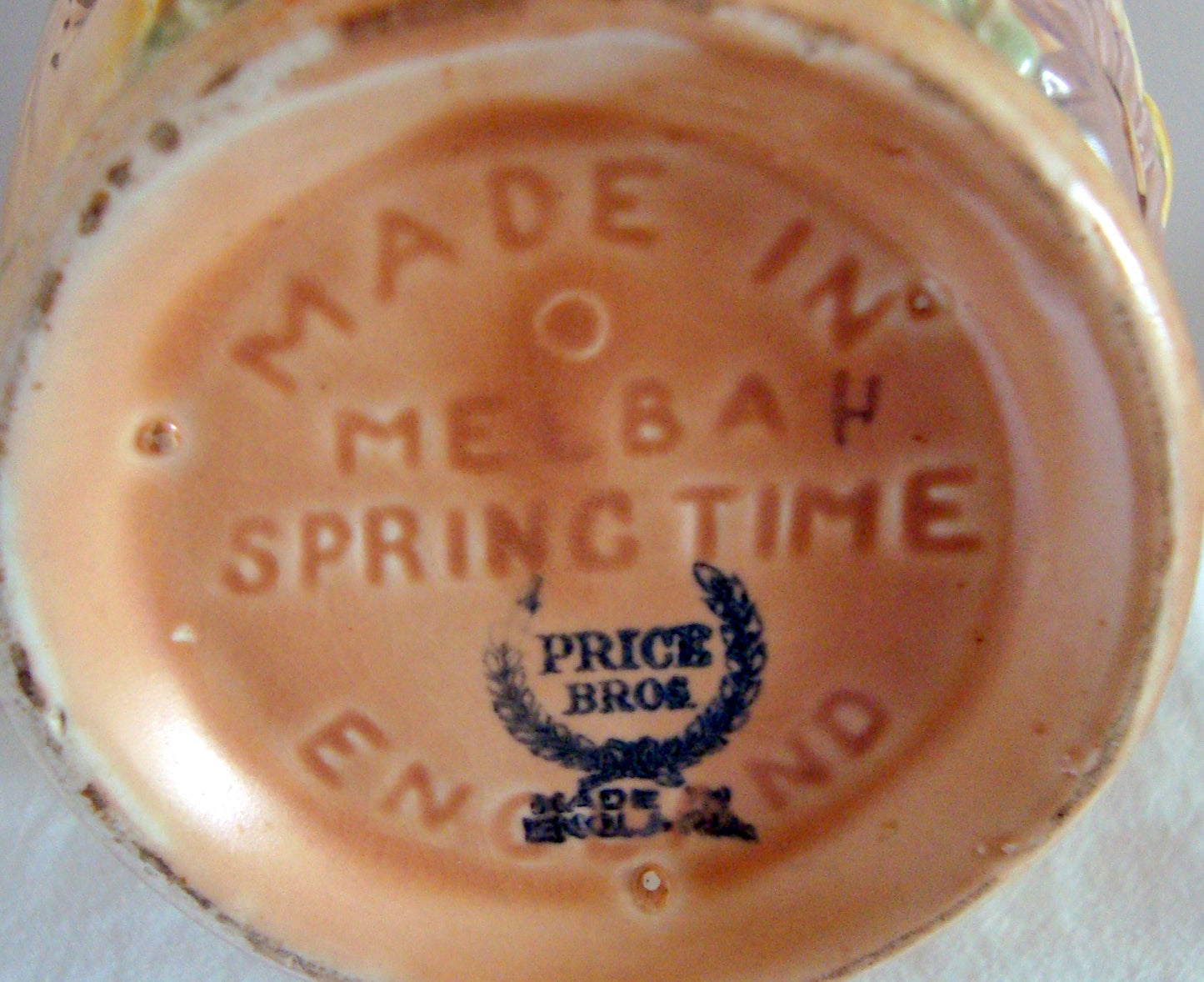 Price Bros Pottery Melba Springtime 1940s Ribbed Jug Vase
