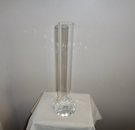 1920s Lead Crystal Cut Glass Measuring Cylinder Shaped Vase