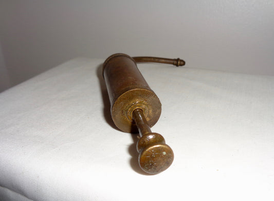 Miniature Vintage Brass Pump Grease Gun With Curved Applicator