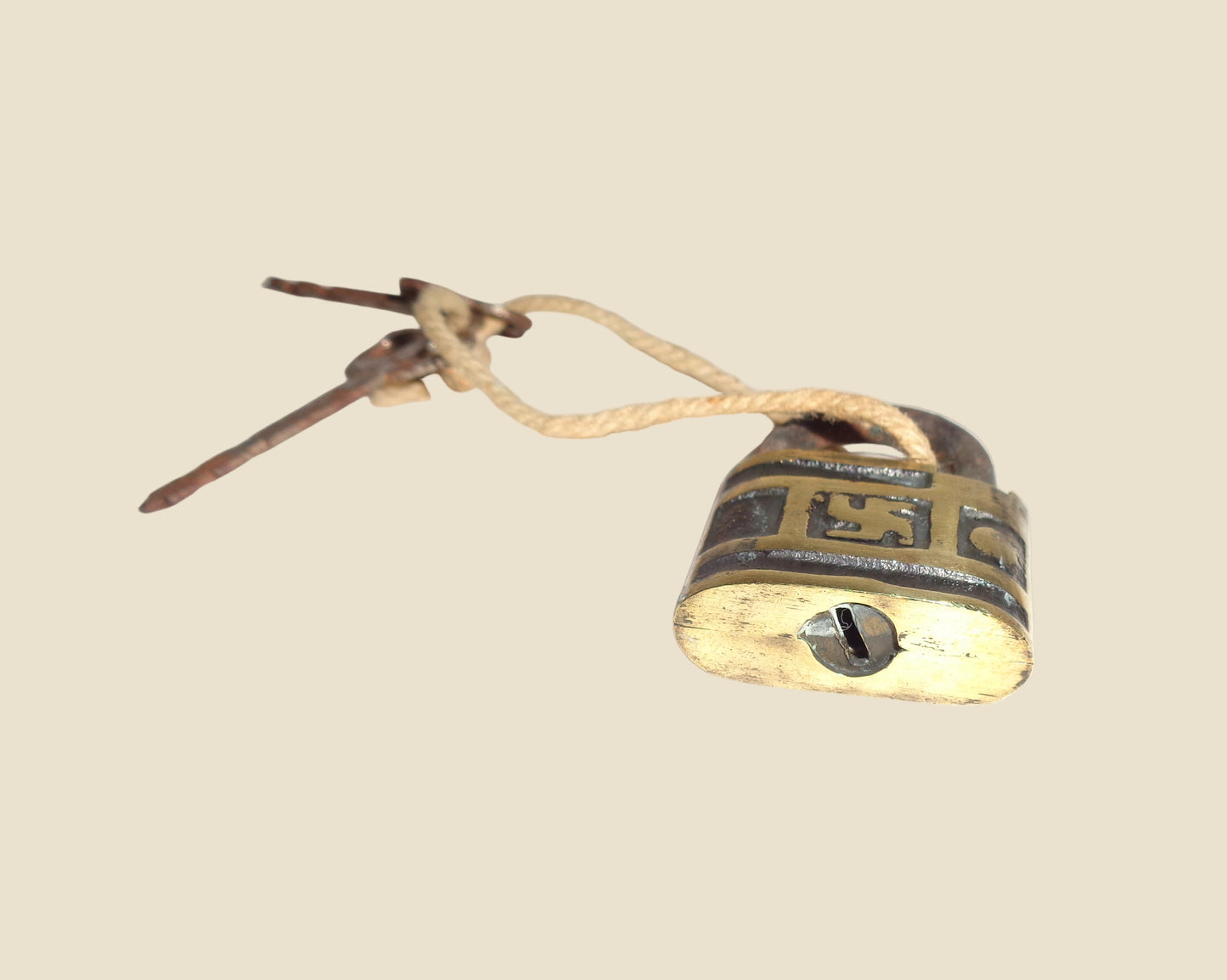 Antique Eagle Lock Company Tetraskelion Padlock And Key