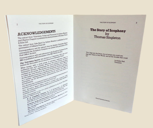 1988 The Story Of Scophony By Thomas Singleton
