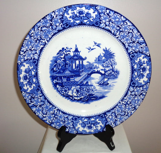 Pair of 1930s Swinnertons Olde Alton Ware Japanese Garden Dinner Plates