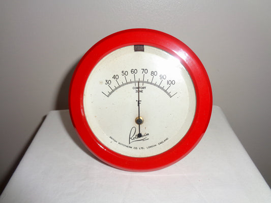 Vintage Large Bakelite Rototherm Thermometer With Red Surround