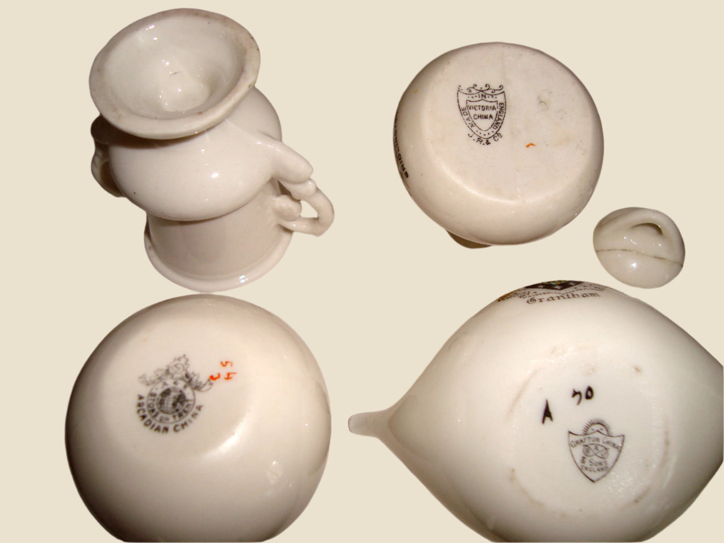 Four Pieces Vintage Souvenir Armorial Pottery Crested China