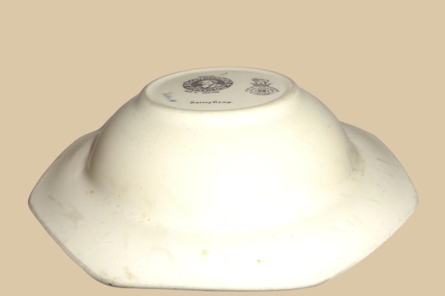 1930s Royal Doulton Dickens Ware Sairey Gamp Lipped Octagonal 6.5 Inch Soup Bowl. Pattern Number D2973