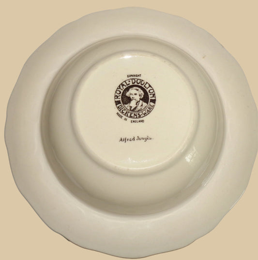 1930s Royal Doulton Dickens Ware Alfred Jingle Lipped Fluted 6.5 Inch Soup Bowl. Pattern Number D2973