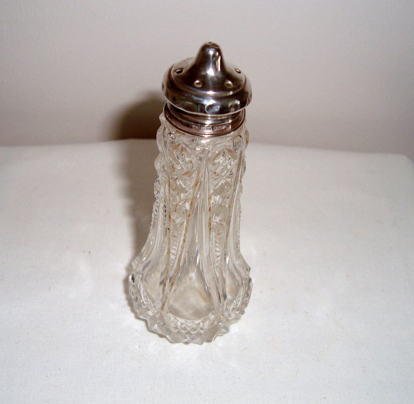 Vintage Sterling Silver Cut Glass Pepper Pot Shaker