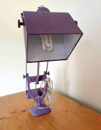 Purple Muno Youri Counter Balance Table Lamp. An Homage to Hadrill and Horstman