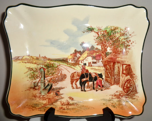 1952 Royal Doulton Rustic England Rectangular Scalloped Sandwich Dish D6297