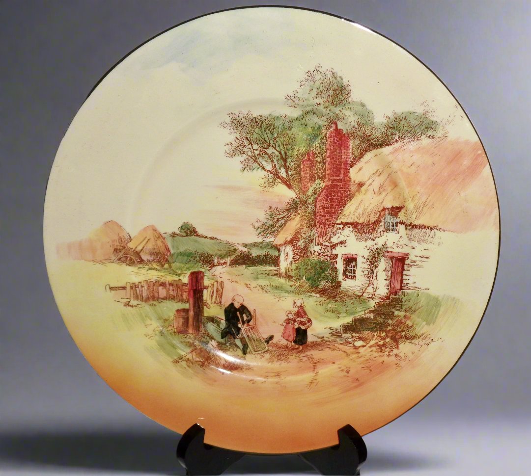 Royal Doulton DINNER PLATE - Timber Wagon Scene - D 6307 - Rural Country - English Countryside 2024 - Horses Logs Trees - Vintage China - England