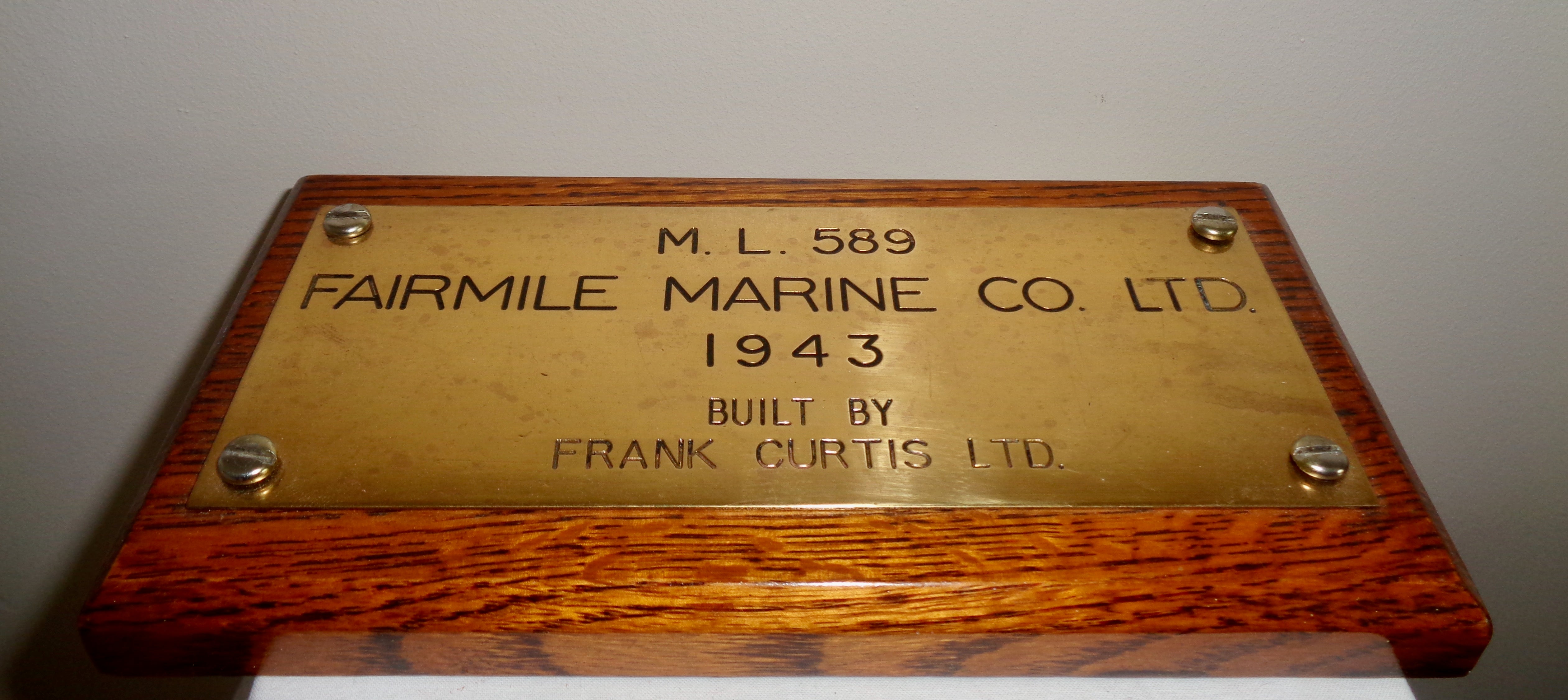 1943 Original Brass Name Plate Naval Souvenir of Motor Launch HMS ML 5 –  Mullard Antiques and Collectibles