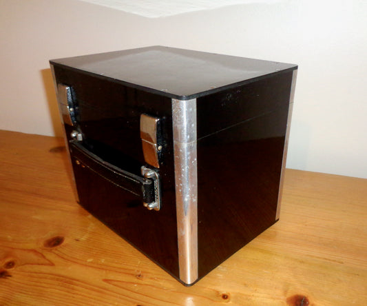 Art Deco Flatta Storage Case In Black Early Phenolic Plastic By Barrow Hepburn And Gale