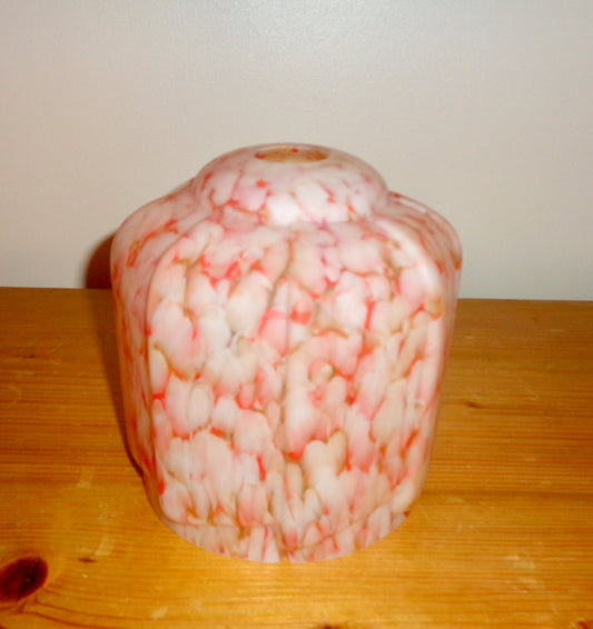 Art Deco Orange And White Mottled Glass Pendant Light/Lamp Shade
