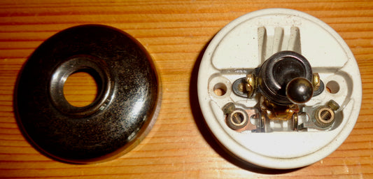 1930s Tucker Brass and White Vitreous Toggle Light Switch