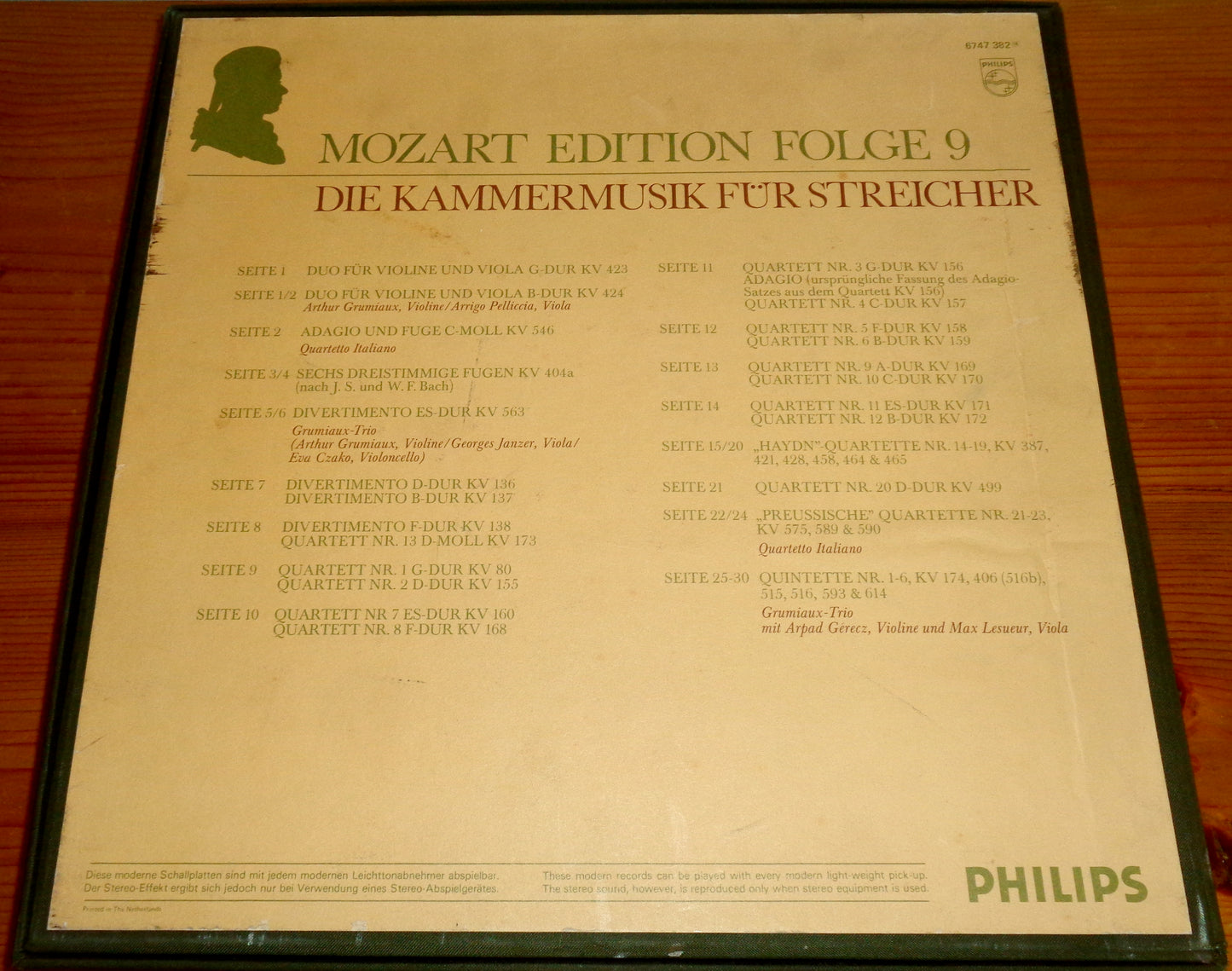 Philips Mozart Edition 9 The Chamber Music For Strings 6747 382. Box Set Comprising 15 LPs