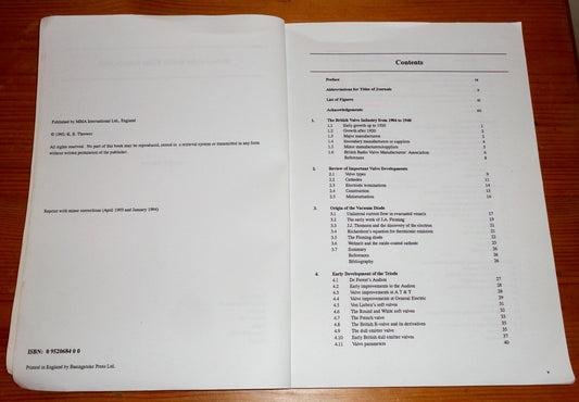 1994 History Of The British Radio Valve To 1940 By Keith Thrower ISBN 0952068400