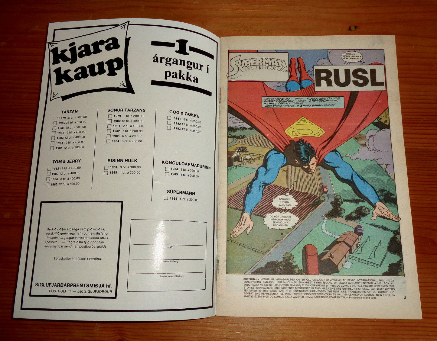 1989 #2 Superman Battle For Smallville Icelandic Version