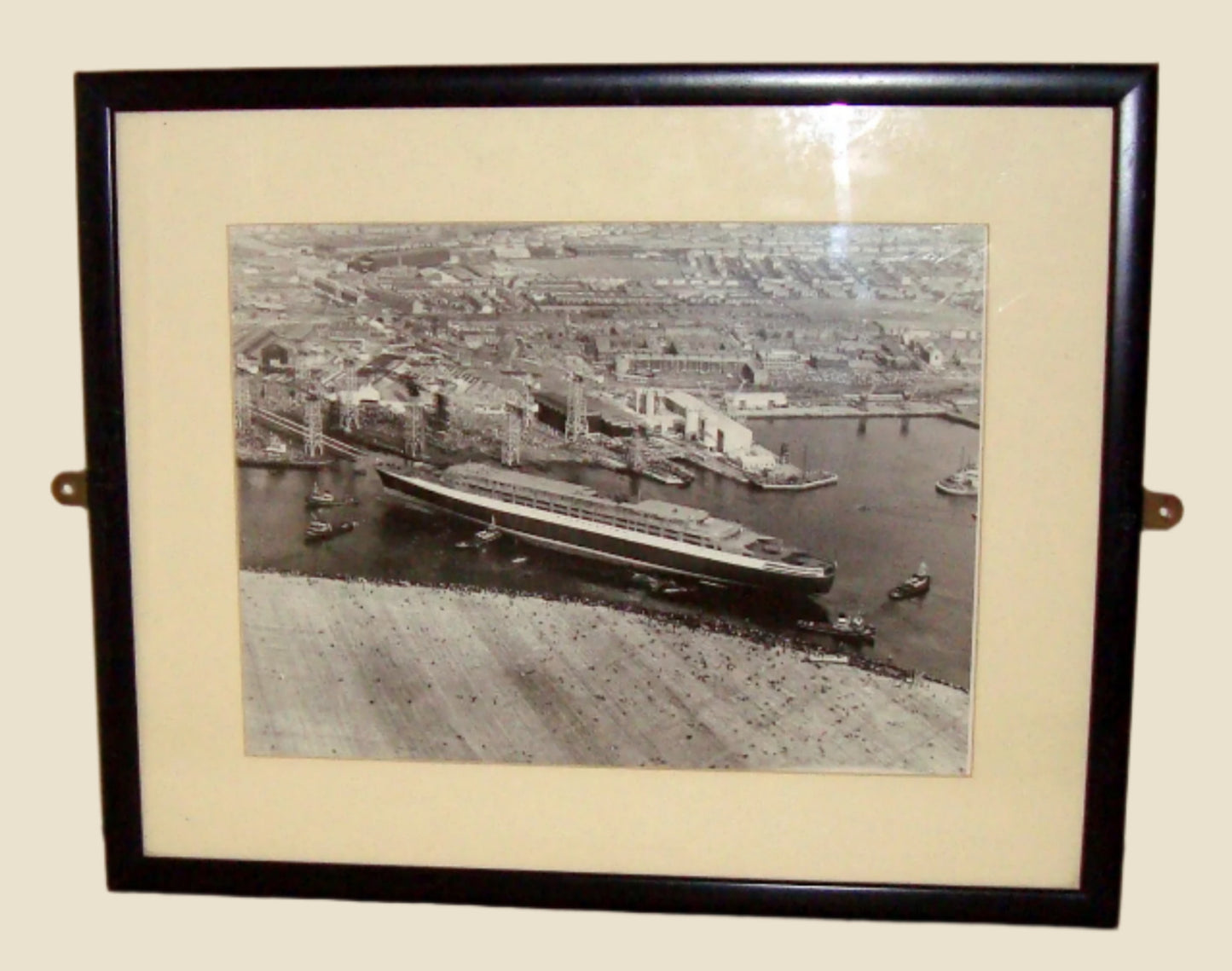 Queen Elizabeth 2 QE2 Cunard Line Ocean Liner Commemorative Original Black & White Monochrome Photograph