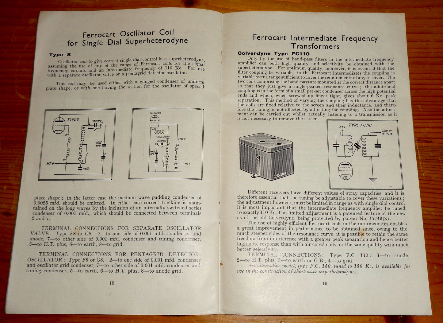 Original 1933 Colvern Ferrocart Components Booklet And Price List Radio List No. 12