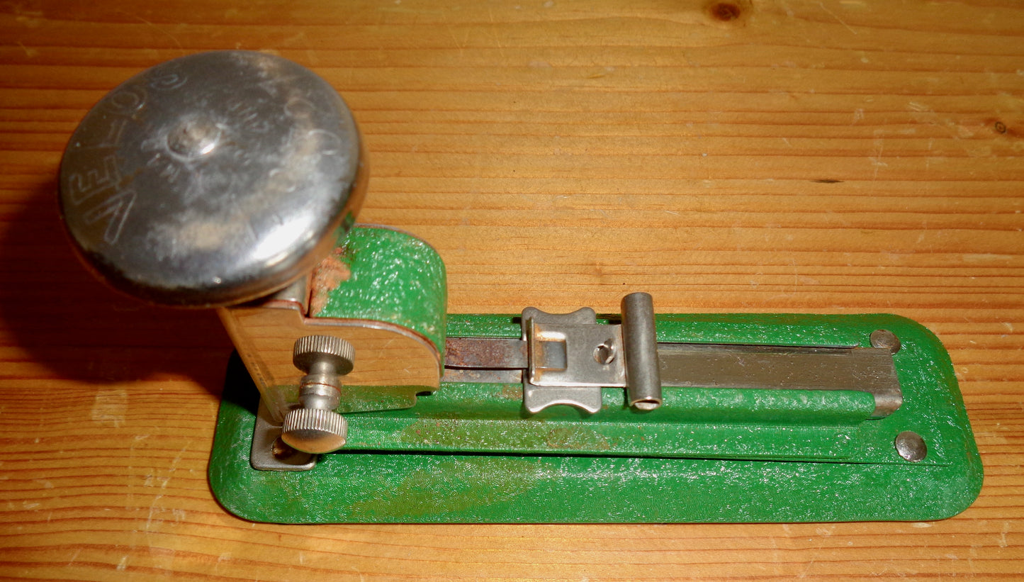 1940s Velos 327 Stapler / Stapling Machine With A Green Crinkle Finish