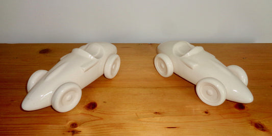 Vanwall F1 Classic Racing Car Pair Ceramic Display Ornaments/Book Ends