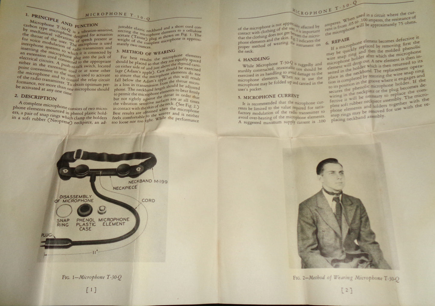 WW2 US Army Signal Corps Throat Microphone T-30-Q Made By Western Electric