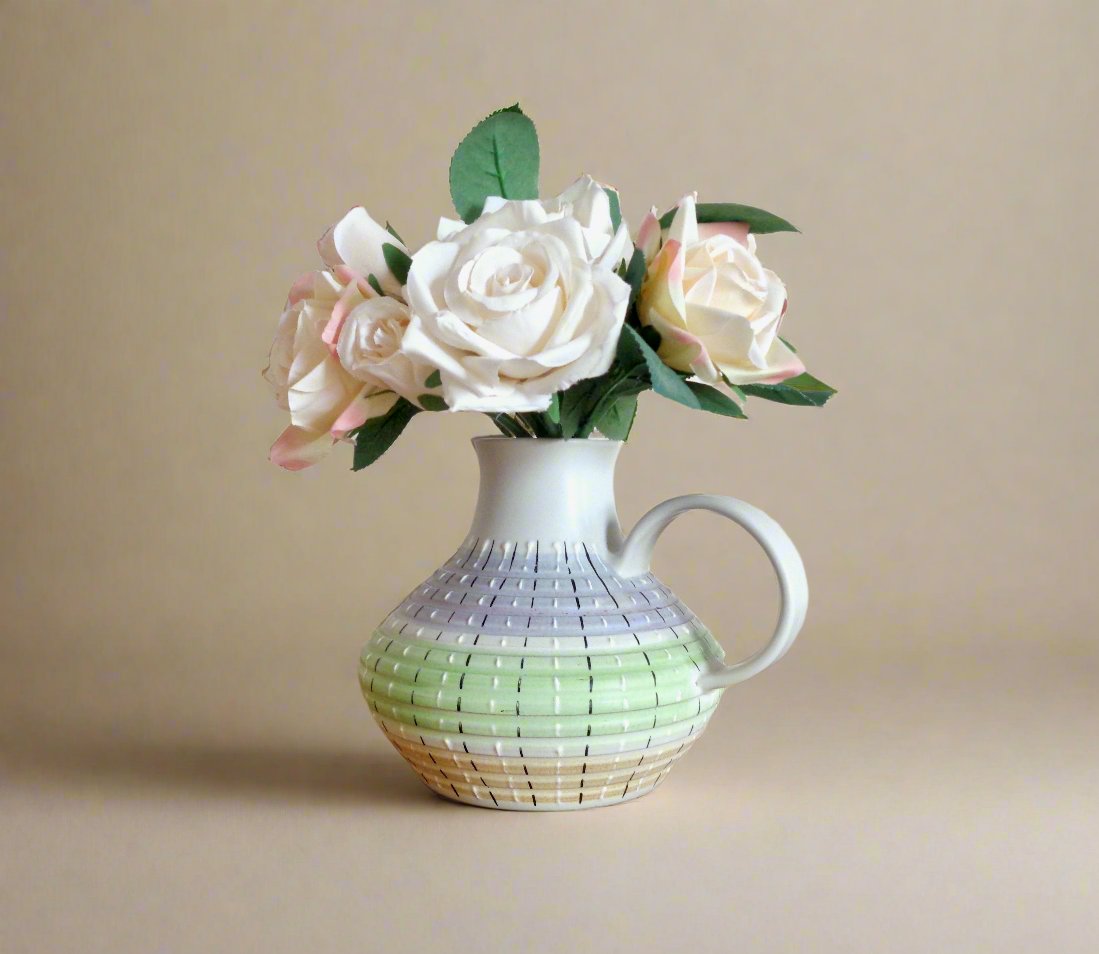 1950s Denby Burlington Stoneware Squat Pastel Jug by Albert Colledge